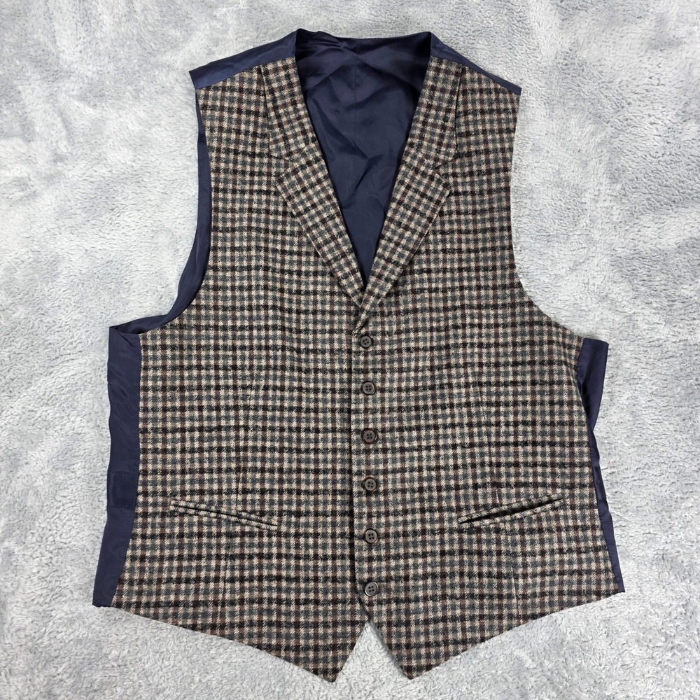 Suit Supply Capetown Houndstooth Wool Vest Brown 44 Waistcoat Men Heritage